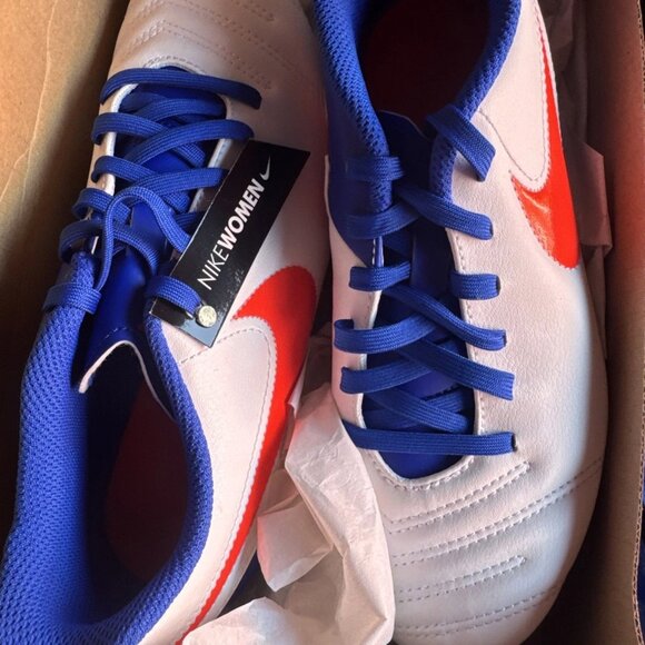 Nike Women’s Tiempo Rio Iii Fg Size 7 New In Box Soccer Cleats White Blue Red - Picture 4 of 7